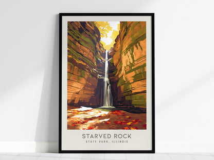 Starved Rock State Park Matte Border Poster | Illinois Travel Wall Art — framed wall art, 24x36 in