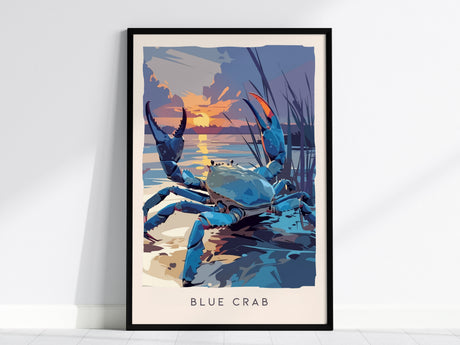 Blue Crab, Callinectes sapidus Poster | Coastal Wildlife Wall Art — framed wall art, 24x36 in