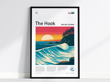 The Hook, Santa Cruz, California Poster | Surf Wall Art & Wave Print — framed wall art, 24x36 in