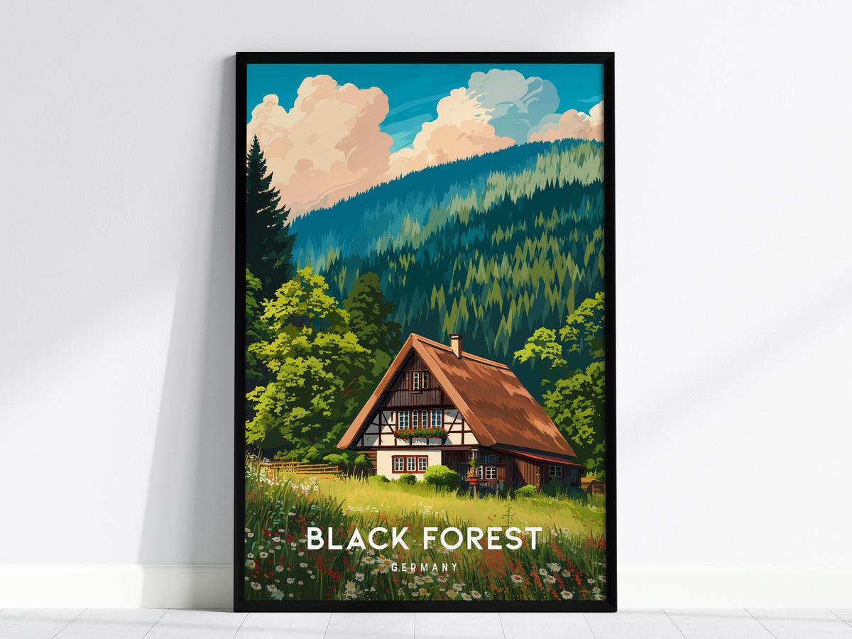 Black Forest, Germany Poster | Enchanted Woodland Destination Print Wall Art — framed wall art, 24x36 in