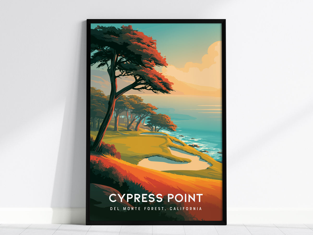 Cypress Point, Del Monte Forest, California Poster | Iconic Links Poster Golf Wall Art — framed wall art, 24x36 in