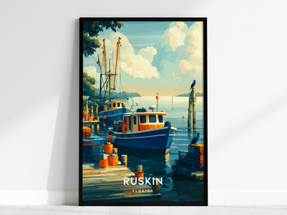 Ruskin, Florida Poster | Waterfront Sunsets & Mangrove Charm Wall Art — framed wall art, 24x36 in