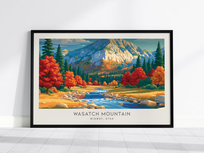 Wasatch Mountain Landscape Matte Border Poster | Midway, Utah Vacation Wall Art — framed wall art, 24x36 in