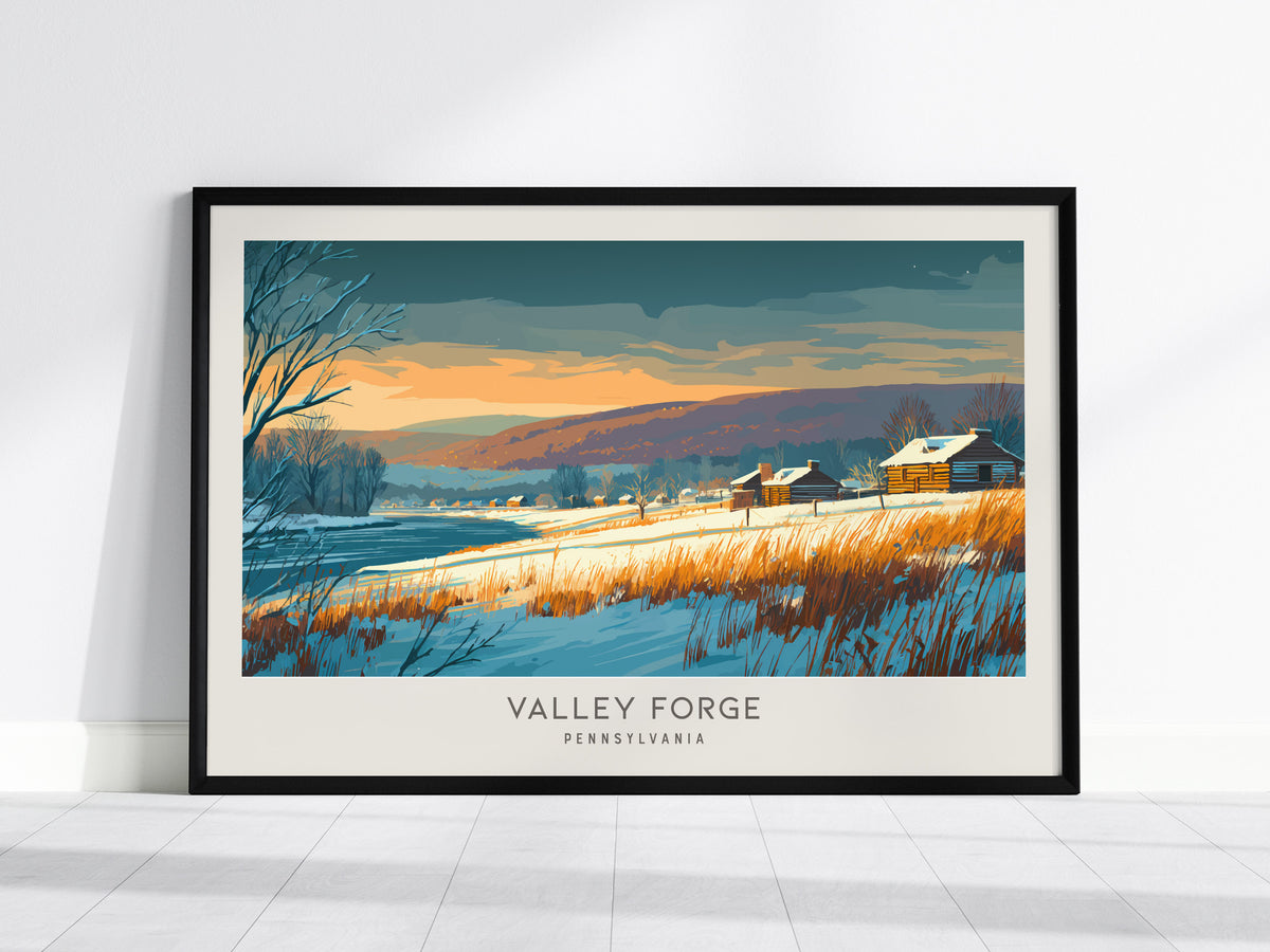 Valley Forge Landscape Matte Border Poster | Pennsylvania Framed or Unframed Travel Art — framed wall art, 24x36 in