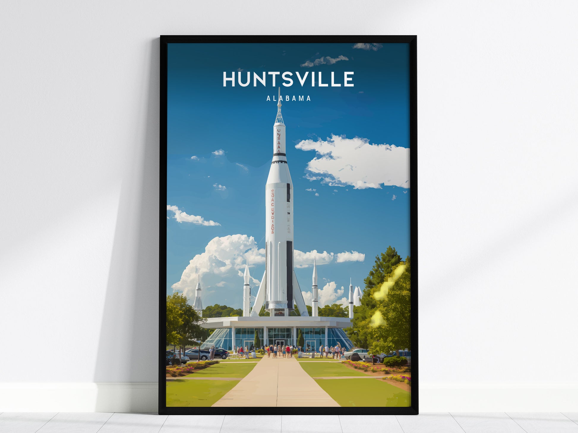 Huntsville, Alabama Poster | Rocket City Space & Southern Charm Wall Art — framed wall art, 24x36 in