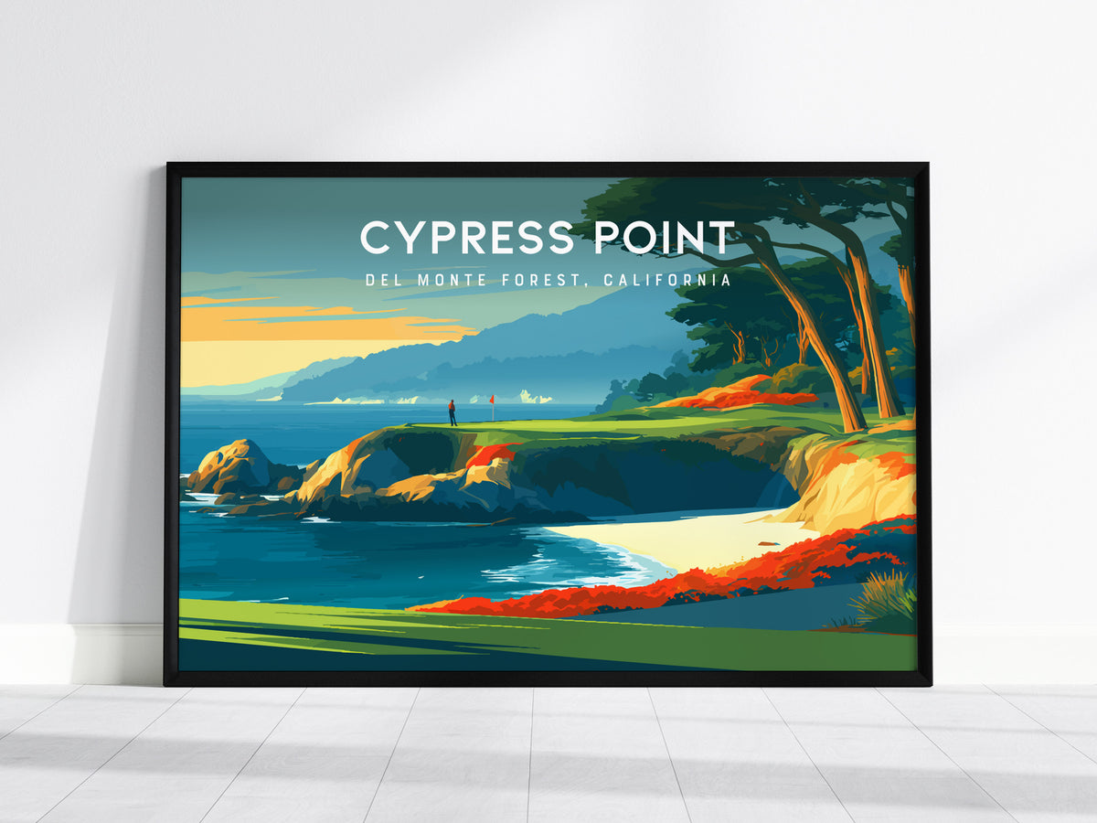 Cypress Point Landscape Poster | Del Monte Forest, California Golf Wall Art Framed or Unframed — framed wall art, 24x36 in