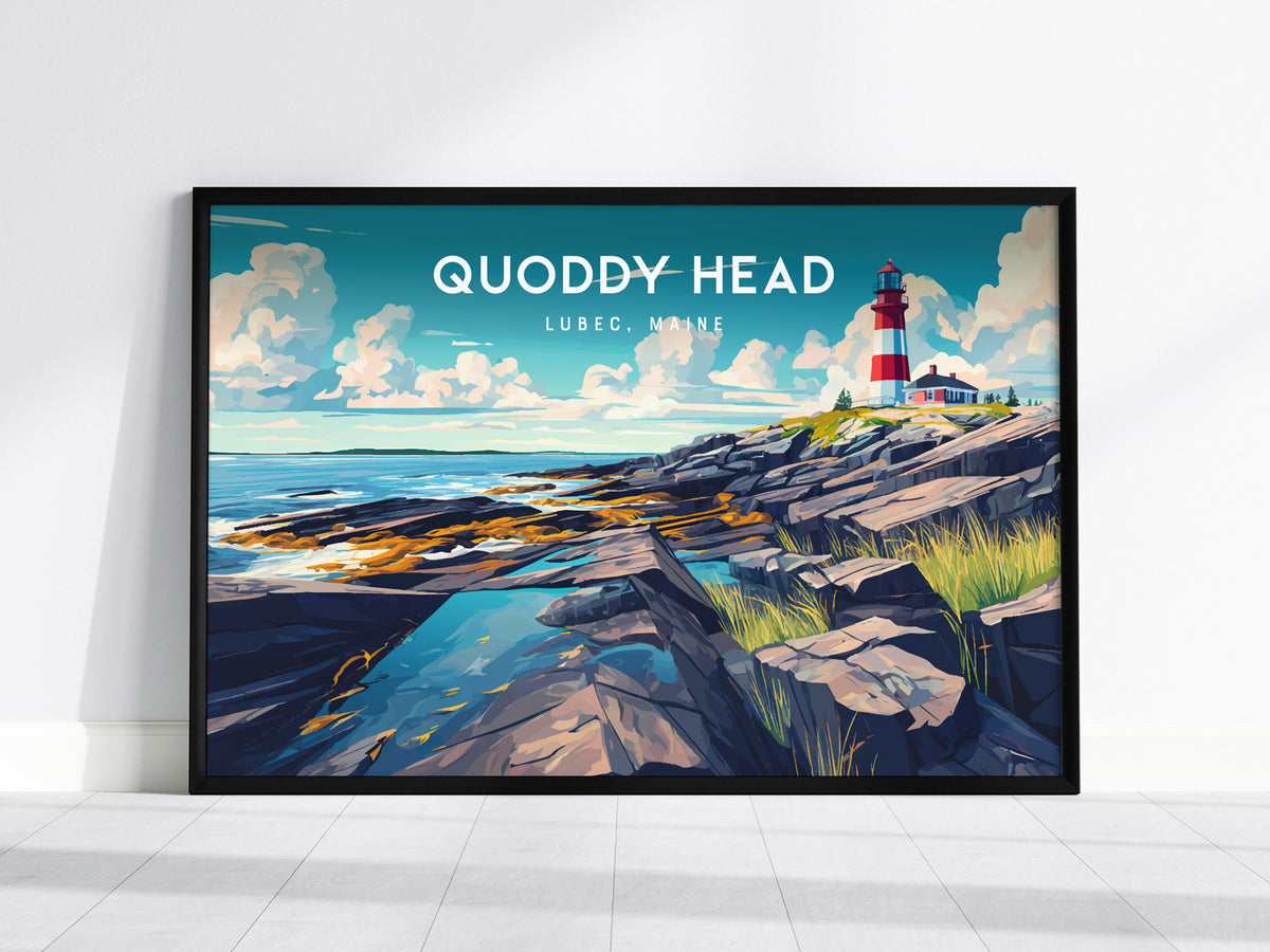 Quoddy Head Landscape Poster | Lubec, Maine Vacation Wall Art — framed wall art, 24x36 in