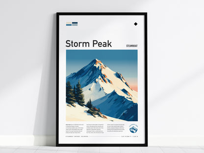 Storm Peak, Steamboat Poster | Alpine Print & Ski Lodge Decor Wall Art — framed wall art, 24x36 in
