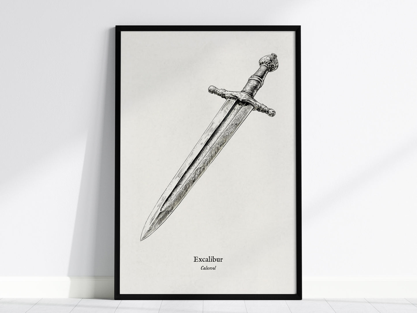 Excalibur Sword Poster | Vintage Calesvol Scientific Illustration Wall Art — framed wall art, 24x36 in