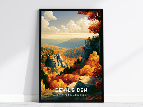 Devil's Den, West Fork, Arkansas Poster | Ozark Forest Cave Explorer Wall Art — framed wall art, 24x36 in