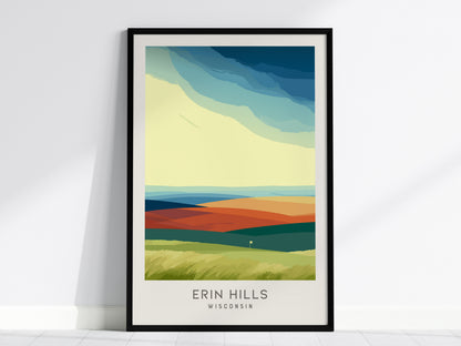 Erin Hills Matte Border Poster | Wisconsin Travel Wall Art — framed wall art, 24x36 in