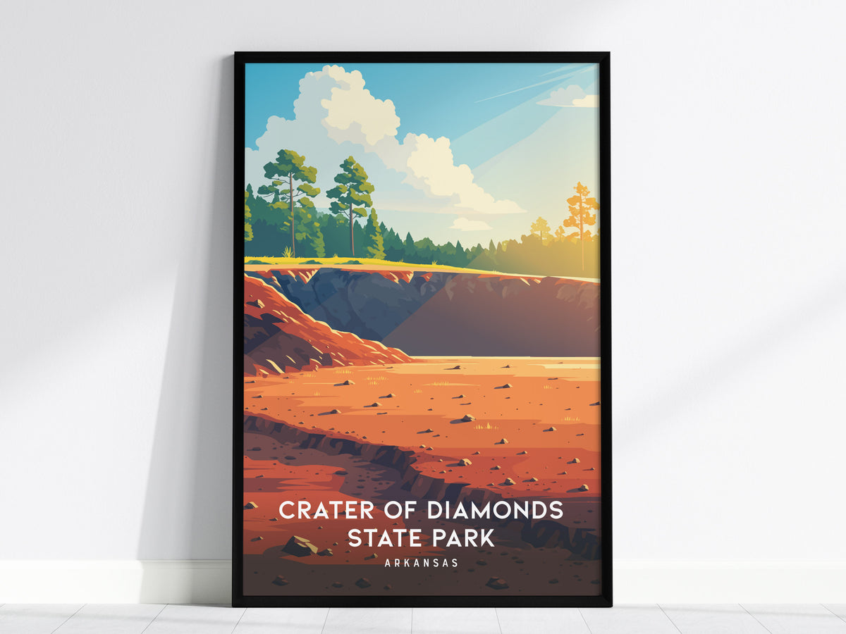 Crater of Diamonds State Park, Arkansas Poster | Gem Mining Adventure Vacation Wall Art — framed wall art, 24x36 in
