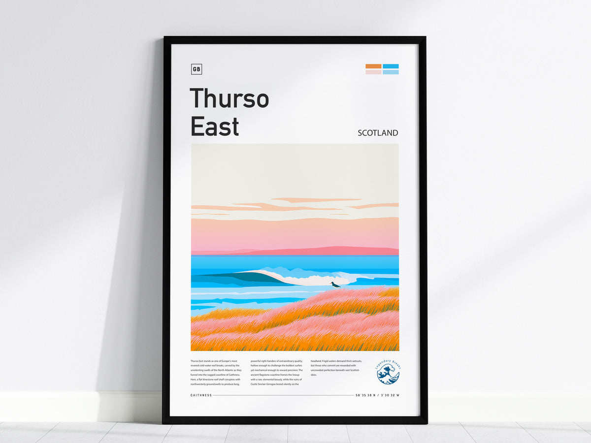 Thurso East, Scotland Poster | Rugged Surf Break Coastal Poster Wall Art — framed wall art, 24x36 in