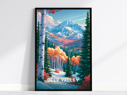 Deer Valley, Utah Poster | Alpine Ski Lodge Mountain Wall Art — framed wall art, 24x36 in