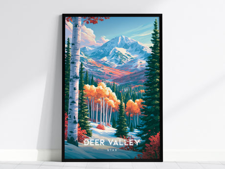 Deer Valley, Utah Poster | Alpine Ski Lodge Mountain Wall Art — framed wall art, 24x36 in