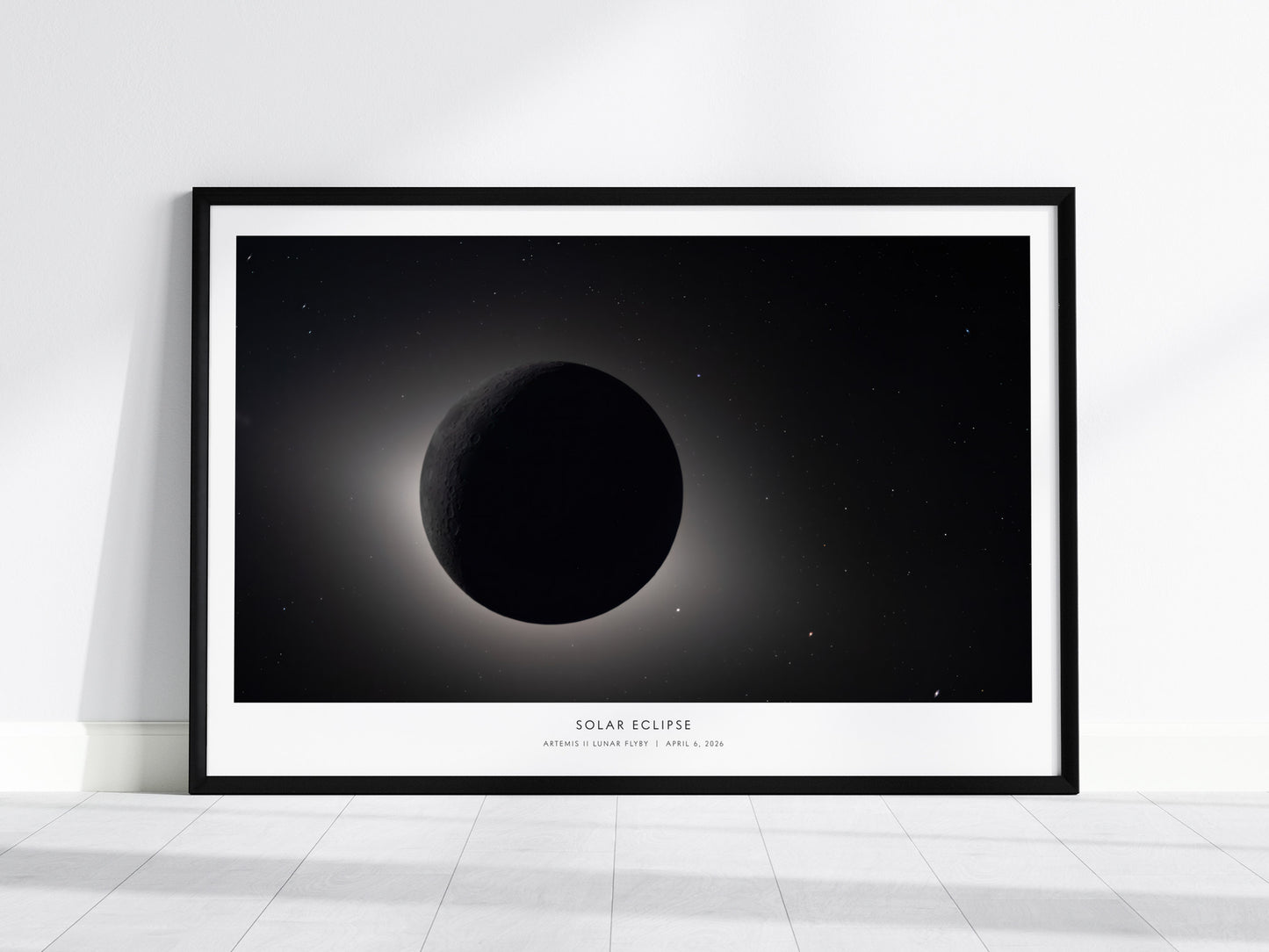 Solar Eclipse Poster | Landscape Artemis II Lunar Flyby NASA Astronomy Print Space Photography — framed wall art, 24x36 in