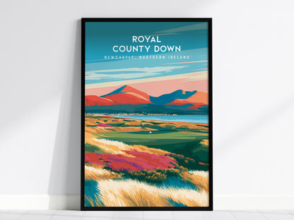 Royal County Down, Newcastle, Northern Ireland Poster | Country Club Decor Golfer Gift Wall Art — framed wall art, 24x36 in