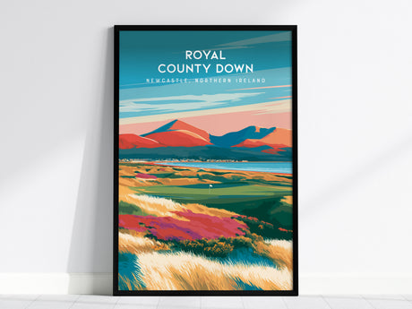 Royal County Down, Newcastle, Northern Ireland Poster | Country Club Decor Golfer Gift Wall Art — framed wall art, 24x36 in