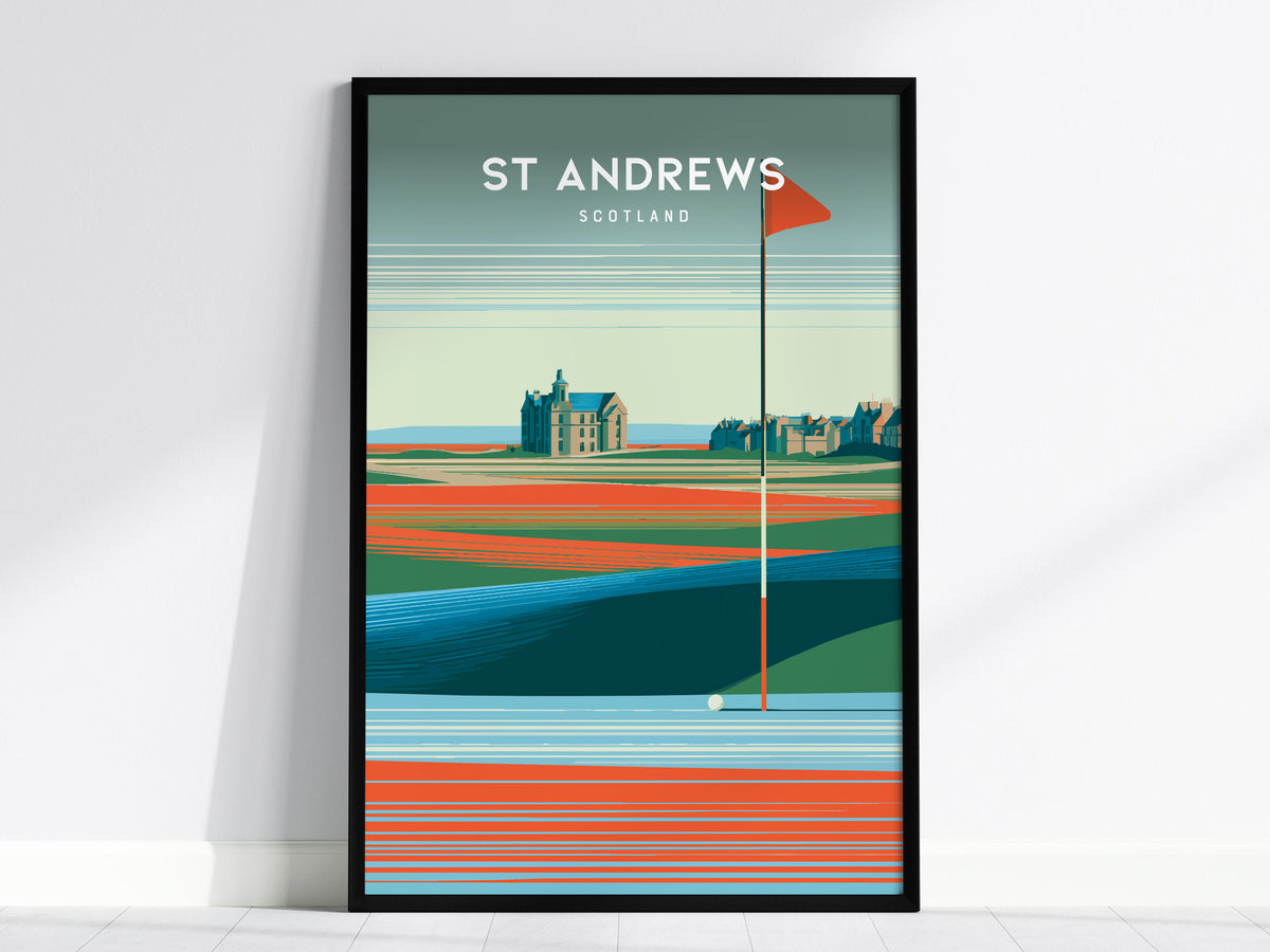 St Andrews Old Course, Scotland Poster | Links Poster Golfer Gift Wall Art — framed wall art, 24x36 in