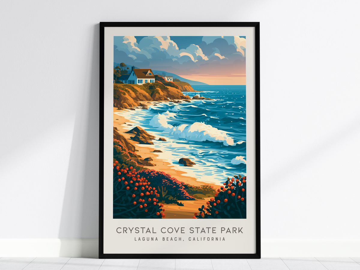 Crystal Cove State Park Matte Border Poster | Laguna Beach, California Travel Wall Art — framed wall art, 24x36 in