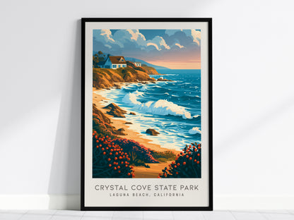 Crystal Cove State Park Matte Border Poster | Laguna Beach, California Travel Wall Art — framed wall art, 24x36 in