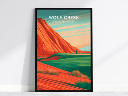Wolf Creek Golf Club, Mesquite, Nevada Poster | Desert Canyon Links Golfer Gift Wall Art — framed wall art, 24x36 in