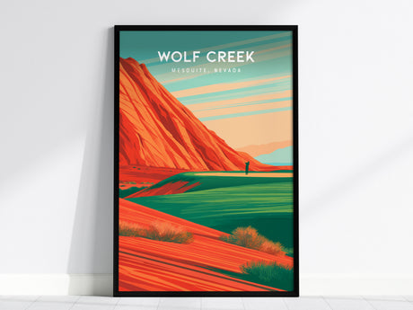 Wolf Creek Golf Club, Mesquite, Nevada Poster | Desert Canyon Links Golfer Gift Wall Art — framed wall art, 24x36 in