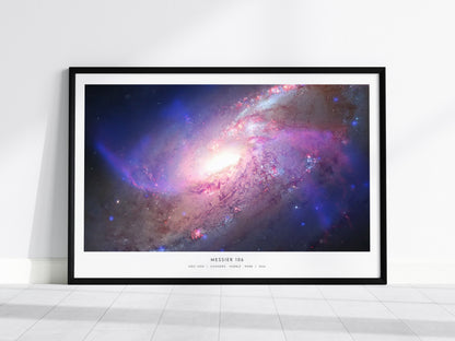 Messier 106 Landscape Poster | NGC 4258 Galaxy Wall Art NASA Space Photography — framed wall art, 24x36 in