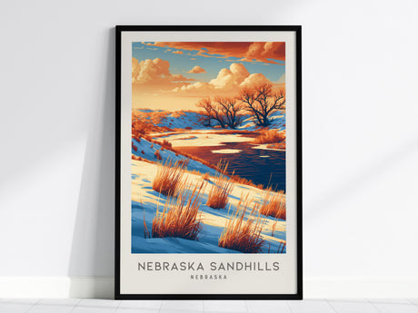 Nebraska Sandhills Matte Border Poster | Nebraska Destination Print Travel Gift — framed wall art, 24x36 in