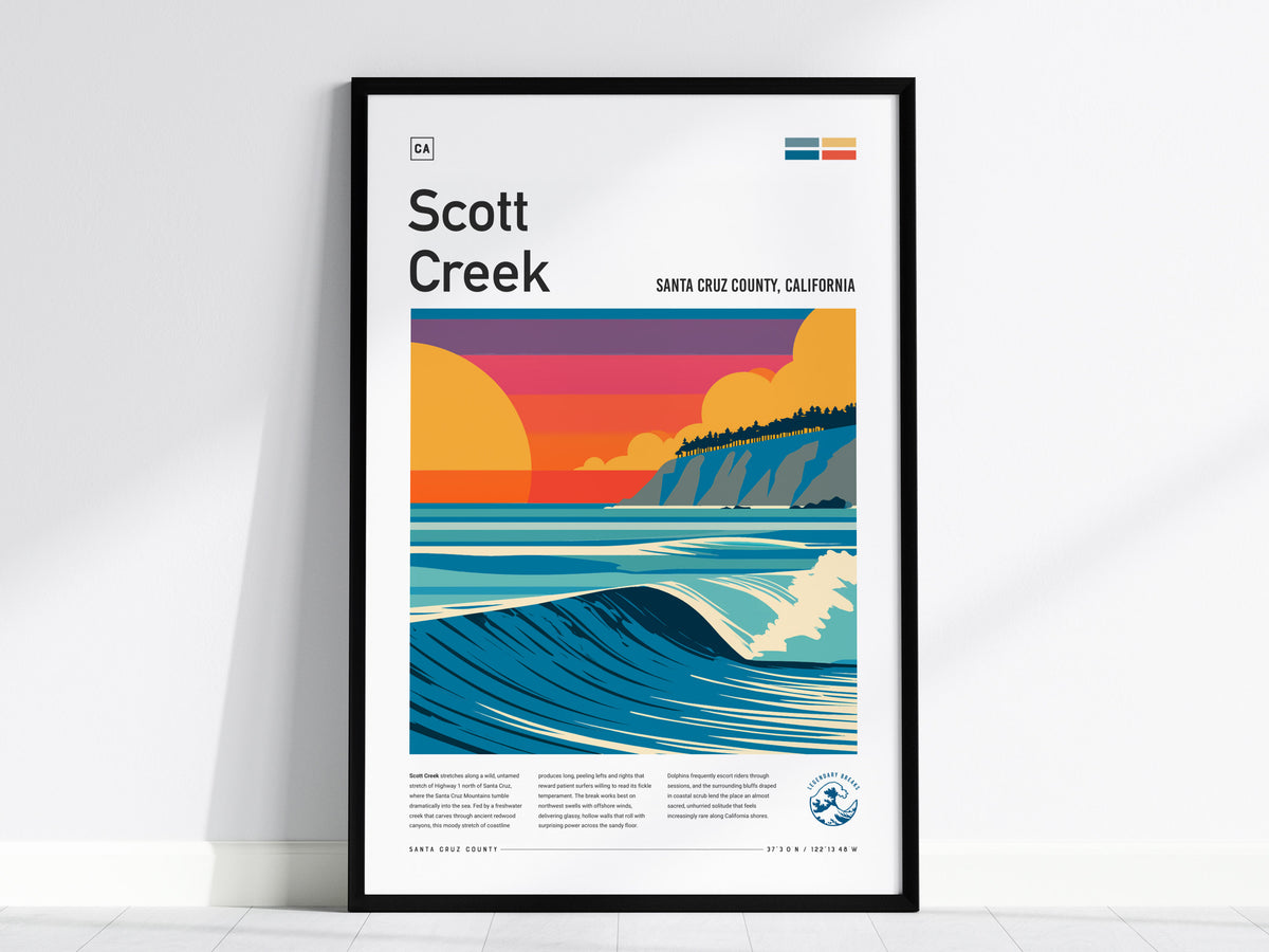 Scott Creek, Santa Cruz County, California Poster | Surf Wall Art & Wave Print Wall Art — framed wall art, 24x36 in