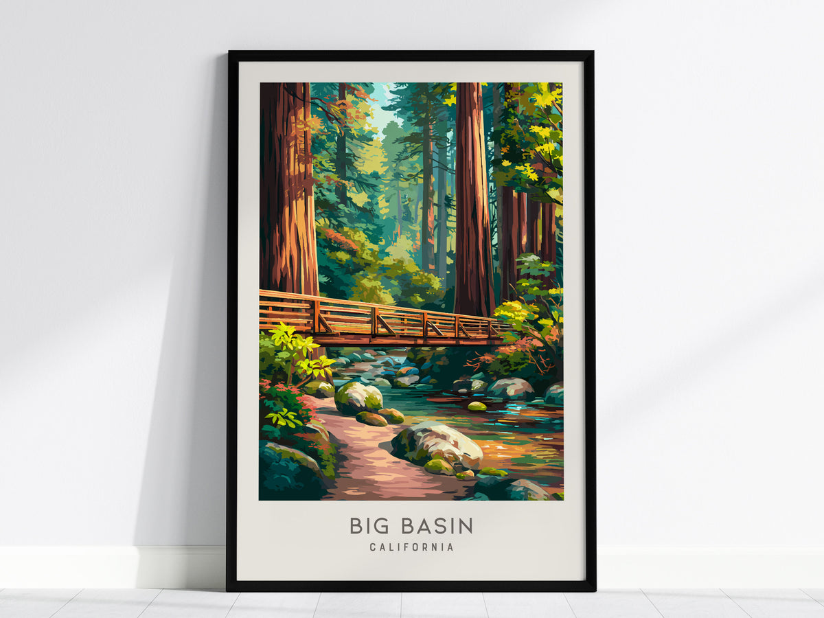 Big Basin Matte Border Poster | California Travel Wall Art Framed or Unframed — framed wall art, 24x36 in
