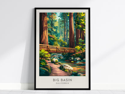 Big Basin Matte Border Poster | California Travel Wall Art Framed or Unframed — framed wall art, 24x36 in