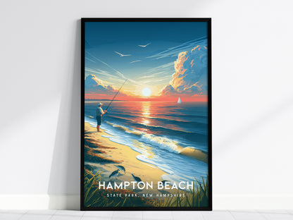 Hampton Beach, New Hampshire Poster | State Park, New Hampshire | State Park Destination Print Wall Art — framed wall art, 24