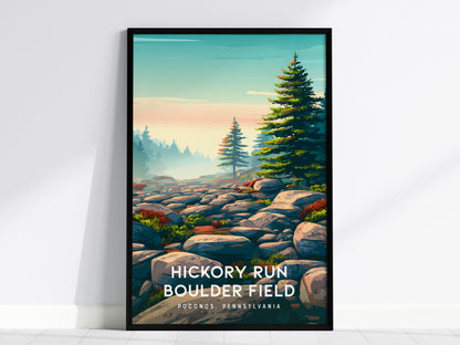 Hickory Run Boulder Field, Poconos, Pennsylvania Poster | Ancient Rocks & Forest Travel Wall Art — framed wall art, 24x36 in