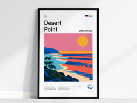 Desert Point, Lombok, Indonesia Poster | Surf Wall Art & Wave Print Wall Art — framed wall art, 24x36 in