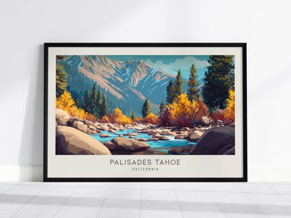 Palisades Tahoe Landscape Matte Border Poster | California Framed or Unframed Travel Wall Art — framed wall art, 24x36 in