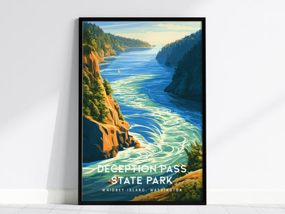 Deception Pass State Park, Whidbey Island, Washington Poster | Dramatic Bridge & Emerald Waters Wall Art — framed wall art, 2