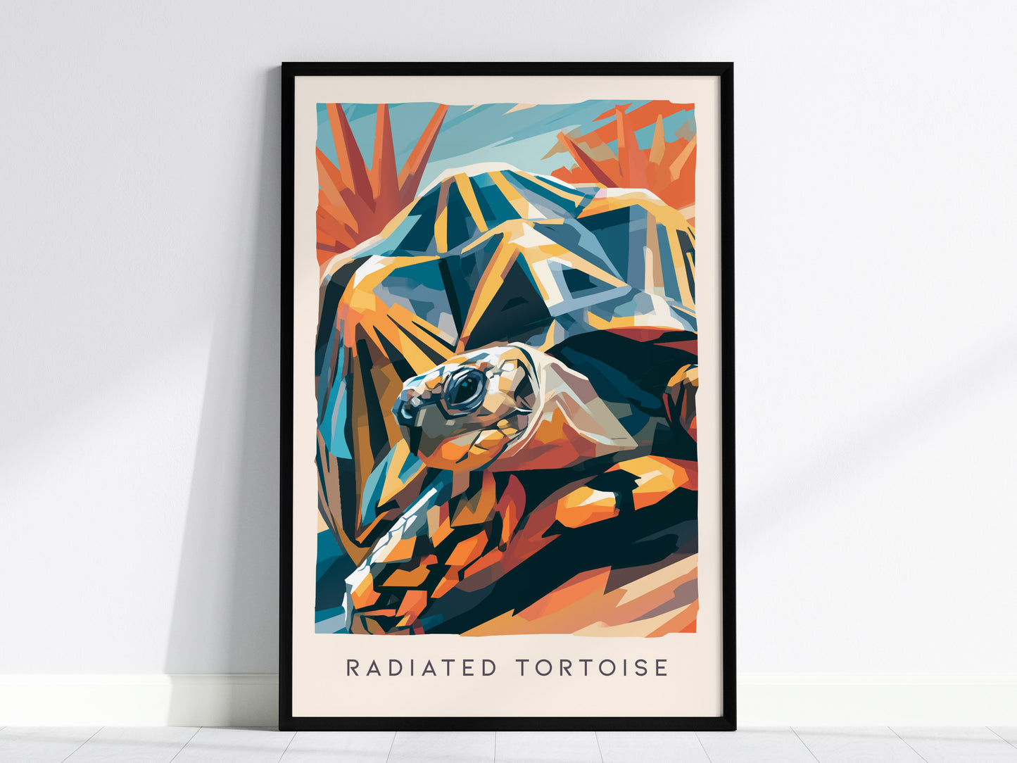 Radiated Tortoise Poster | Exotic Wildlife Portrait Fine Wall Art — framed wall art, 24x36 in