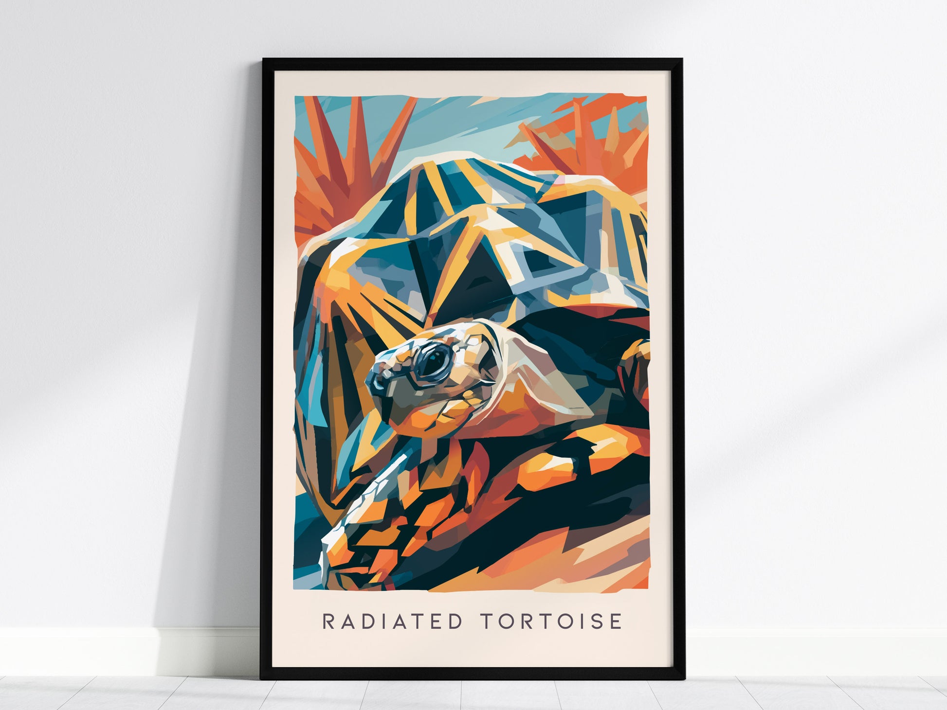 Radiated Tortoise Poster | Exotic Wildlife Portrait Fine Wall Art — framed wall art, 24x36 in