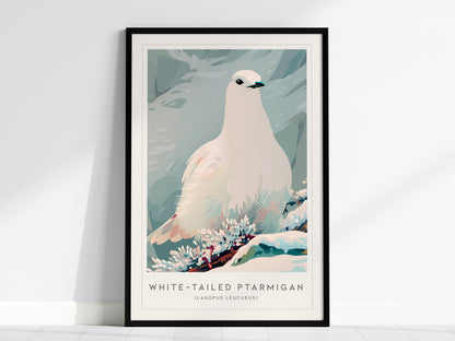 White-tailed Ptarmigan, Lagopus leucurus Poster | Alpine Bird Wall Art — framed wall art, 24x36 in