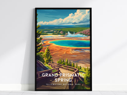 Grand Prismatic Spring, Yellowstone National Park Poster | Geothermal Wonder Travel Wall Art — framed wall art, 24x36 in