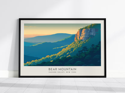 Bear Mountain Landscape Matte Border Poster | Hudson Valley, New York Travel Wall Art — framed wall art, 24x36 in