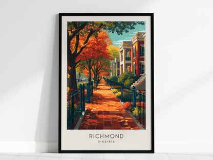 Richmond Matte Border Poster | Virginia Destination Print Travel Wall Art — framed wall art, 24x36 in