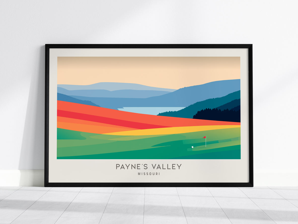 Payne's Valley Landscape Matte Border Poster | Missouri Golf Wall Art & Framed or Unframed — framed wall art, 24x36 in