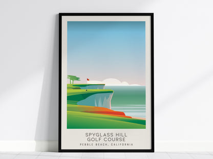 Spyglass Hill Golf Course Matte Border Poster | Pebble Beach, California Travel Wall Art — framed wall art, 24x36 in