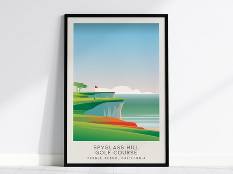 Spyglass Hill Golf Course Matte Border Poster | Pebble Beach, California Travel Wall Art — framed wall art, 24x36 in