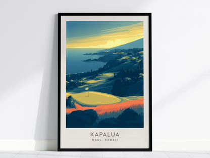 Kapalua Matte Border Poster | Maui, Hawaii Golf Course Print Travel Wall Art — framed wall art, 24x36 in