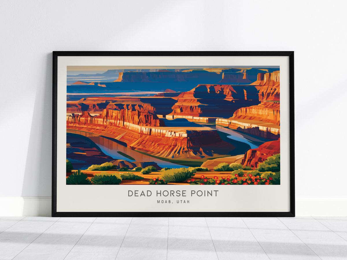 Dead Horse Point Landscape Matte Border Poster | Moab, Utah Travel Wall Art — framed wall art, 24x36 in
