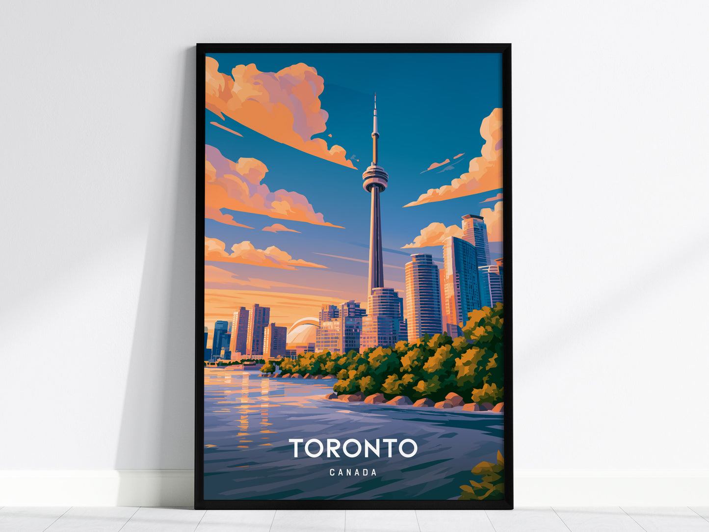 Toronto, Canada Poster | CN Tower & Skyline Cityscape Wall Art — framed wall art, 24x36 in