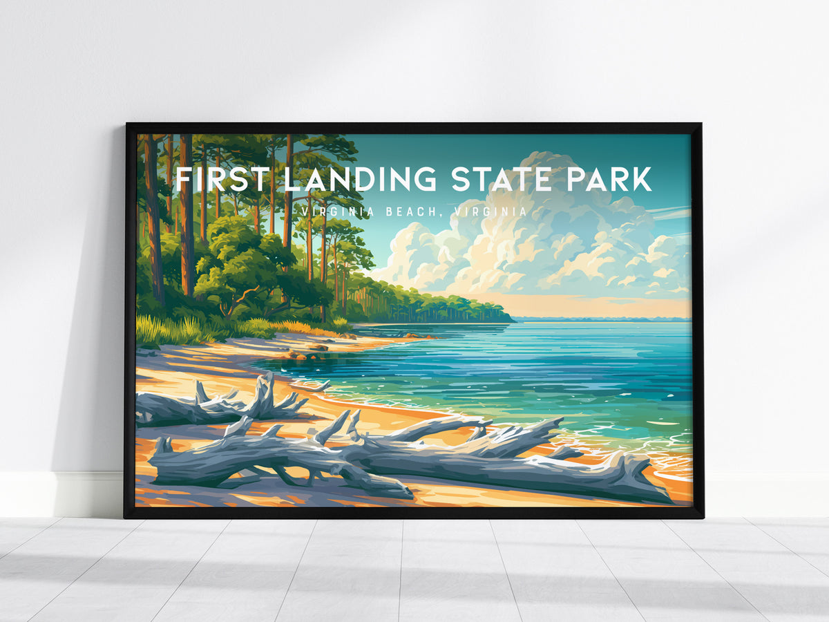 First Landing State Park Landscape Poster | Virginia Beach, Virginia Beach House Decor Wall Art — framed wall art, 24x36 in